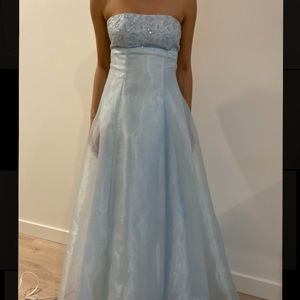 Vintage 90's baby blue floor length prom dress